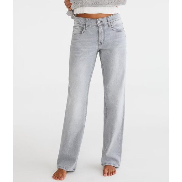 AEROPOSTALE Women's Low-Rise Baggy Jean Size 4R In Grey Wash - Picture 1 of 9